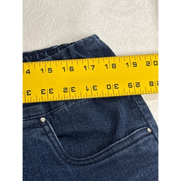 Blair Womens Pull On Tapered Leg Jeans Size 18 Elastic Waist Blue Denim Stretch - Picture 7 of 9